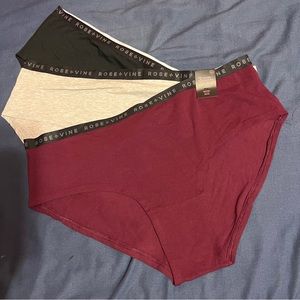 Rose + Vine 3 piece bundle cotton hipster panties plus size 2X womens NWT